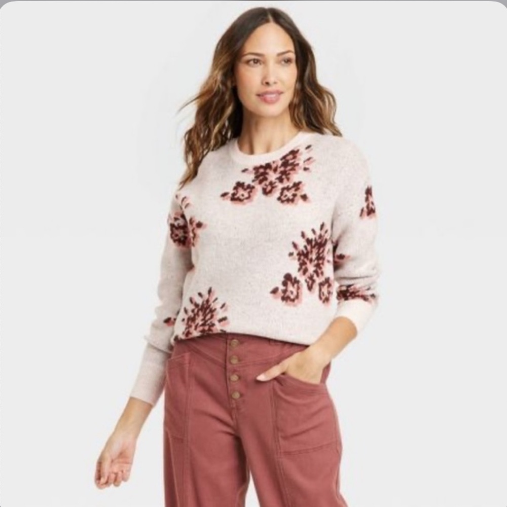 Knox Rose women’s crewneck floral sweater. Size XS.